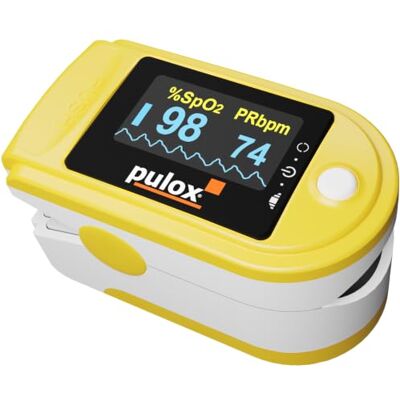 Pulox Pulsossimetro PO-200 Solo in giallo Misurazione della saturazione di ossigeno (SpO₂), della frequenza cardiaca (polso) e dell'indice di perfusione (PI) Pulox Pulsossimetro PO-200 Solo in giallo Misurazione della saturazione di ossigeno (SpO₂), della frequenza cardiaca (polso) e dell'indice di perfusione (PI)