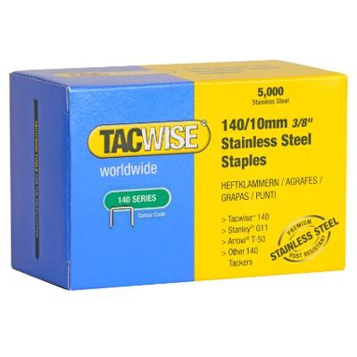 Tacwise Punti in Acciaio Inox Professionali, Tipo 140/10 mm, 5000 Punti Tacwise Punti in Acciaio Inox Professionali, Tipo 140/10 mm, 5000 Punti
