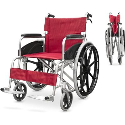 Quirumed Carrozzina pieghevole in alluminio, con freni, Leggera, Poggiapiedi pieghevole, Seduta 46 cm, Anello anatomico, Per anziani, Per disabili Quirumed Carrozzina pieghevole in alluminio, con freni, Leggera, Poggiapiedi pieghevole, Seduta 46 cm, Anello anatomico, Per anziani, Per disabili