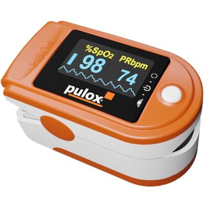 Pulox Pulsossimetro PO-200 Solo in arancione Misurazione della saturazione di ossigeno (SpO₂), della frequenza cardiaca (polso) e dell'indice di perfusione (PI) Pulox Pulsossimetro PO-200 Solo in arancione Misurazione della saturazione di ossigeno (SpO₂), della frequenza cardiaca (polso) e dell'indice di perfusione (PI)