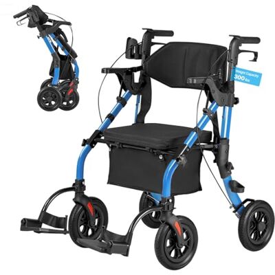 VEVOR Deambulatore e Sedia a Rotelle 2 in 1 per Anziani, Supporto Massimo 136 kg, Ausilio Pieghevole per la Mobilità in Alluminio con Ruote in PU, per Sostegno Camminata Disabili e Persone Anziane VEVOR Deambulatore e Sedia a Rotelle 2 in 1 per Anziani, Supporto Massimo 136 kg, Ausilio Pieghevole per la Mobilità in Alluminio con Ruote in PU, per Sostegno Camminata Disabili e Persone Anziane