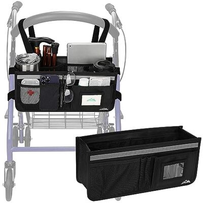 supregear Cestino Rollator, Grande Capacità Organizzatore Borsa con Svariate Tasche, Borsa di Stoccaggio Pieghevole Universale Impermeabile, Accessori per Rollator per Anziani, Nero supregear Cestino Rollator, Grande Capacità Organizzatore Borsa con Svariate Tasche, Borsa di Stoccaggio Pieghevole Universale Impermeabile, Accessori per Rollator per Anziani, Nero