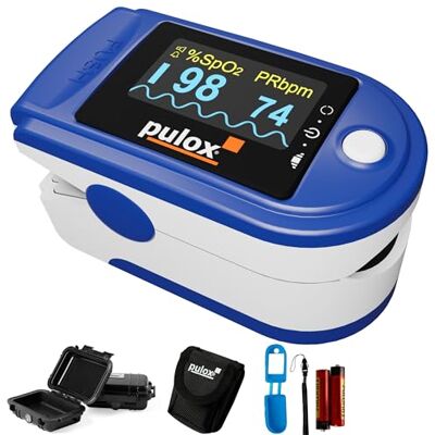 Pulox Pulossimetro PO-200A Saturimetro da dito con avviso acustico e set di accessori per la misurazione di SpO2, polso e PI Pulox Pulossimetro PO-200A Saturimetro da dito con avviso acustico e set di accessori per la misurazione di SpO2, polso e PI