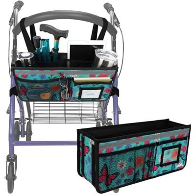 supregear Cestino Rollator, Grande Capacità Organizzatore Borsa con Svariate Tasche, Borsa di Stoccaggio Pieghevole Universale Impermeabile, Accessori per Rollator per Anziani, Farfalla Ciano supregear Cestino Rollator, Grande Capacità Organizzatore Borsa con Svariate Tasche, Borsa di Stoccaggio Pieghevole Universale Impermeabile, Accessori per Rollator per Anziani, Farfalla Ciano