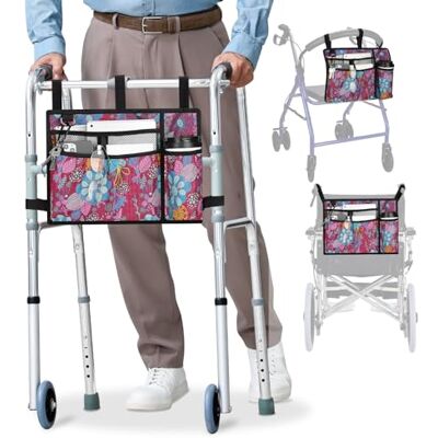 supregear Borsa per Sedia a Rotelle con Portabicchieri, Borsa per Girello Resistente All'acqua Cestino Accessori per Camminatore Pieghevole per Sedie a Rotelle, Deambulatori, Scooter, Floreale Viola supregear Borsa per Sedia a Rotelle con Portabicchieri, Borsa per Girello Resistente All'acqua Cestino Accessori per Camminatore Pieghevole per Sedie a Rotelle, Deambulatori, Scooter, Floreale Viola