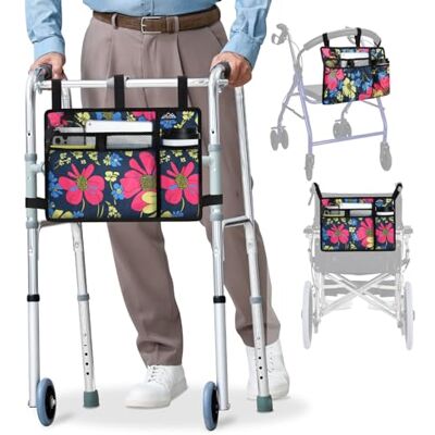 supregear Borsa per Sedia a Rotelle con Portabicchieri, Borsa per Girello Resistente All'acqua Cestino Accessori per Camminatore Pieghevole per Sedie a Rotelle, Deambulatori, Scooter (Floreale Blu) supregear Borsa per Sedia a Rotelle con Portabicchieri, Borsa per Girello Resistente All'acqua Cestino Accessori per Camminatore Pieghevole per Sedie a Rotelle, Deambulatori, Scooter (Floreale Blu)