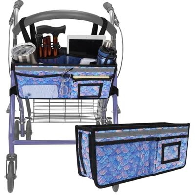 supregear Cestino Rollator, Grande Capacità Organizzatore Borsa con Svariate Tasche, Borsa di Stoccaggio Pieghevole Universale Impermeabile, Accessori per Rollator per Anziani, Blu Sfumato supregear Cestino Rollator, Grande Capacità Organizzatore Borsa con Svariate Tasche, Borsa di Stoccaggio Pieghevole Universale Impermeabile, Accessori per Rollator per Anziani, Blu Sfumato