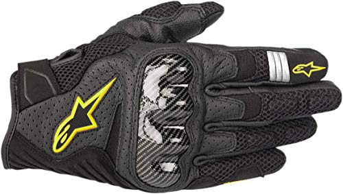 Alpinestars Smx-1 Air V2  Guanti da moto, colore: nero/giallo fluo