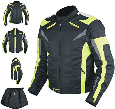 A-Pro Giacca Tessuto Moto Protezioni CE Manica Staccabile Gilet Termico giallo fluo L