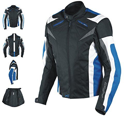 A-Pro Giacca Lady Donna Tessuto Cordura Moto Protezione Manica Staccabile Blu XS