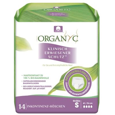Organyc Slip Assorbenti con Cotone Bio, Taglia S, 14 Pezzi Slip protettivi sottili e discreti per perdite urinarie, con controllo degli odori e comfort quotidiano. Organyc Slip Assorbenti con Cotone Bio, Taglia S, 14 Pezzi Slip protettivi sottili e discreti per perdite urinarie, con controllo degli odori e comfort quotidiano.