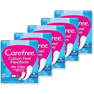 Carefree Salvaslip in cotone fresco profumato, confezione da 5 = 280 salvaslip Carefree Salvaslip in cotone fresco profumato, confezione da 5 = 280 salvaslip