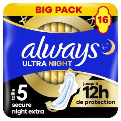Always Ultra Asciugamani Mestruali Secure Night Extra (taglia 5) Con Alette 16 Asciugamani, Super Assorbenti E Ultrasottile Per Regole Always Ultra Asciugamani Mestruali Secure Night Extra (taglia 5) Con Alette 16 Asciugamani, Super Assorbenti E Ultrasottile Per Regole