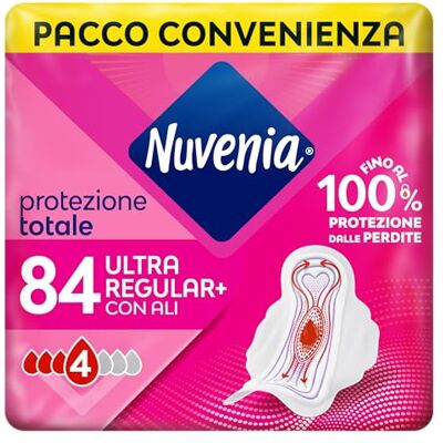 Nuvenia Assorbenti Ultra Giorno con Ali, 84 Pezzi (6 Confezioni) Maxi Scorta, 14 Assorbenti per Confezione, Ideali per Flussi Normali, Comfort e Protezione Nuvenia Assorbenti Ultra Giorno con Ali, 84 Pezzi (6 Confezioni) Maxi Scorta, 14 Assorbenti per Confezione, Ideali per Flussi Normali, Comfort e Protezione