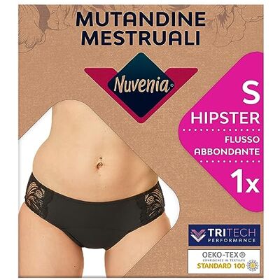 Nuvenia Intimawear, Mutandine Mestruali per Flusso Abbondante, Mutandine con Protezione Assorbente Integrata Lavabili per Giorno e Notte, Colore Nero, Taglia S Nuvenia Intimawear, Mutandine Mestruali per Flusso Abbondante, Mutandine con Protezione Assorbente Integrata Lavabili per Giorno e Notte, Colore Nero, Taglia S