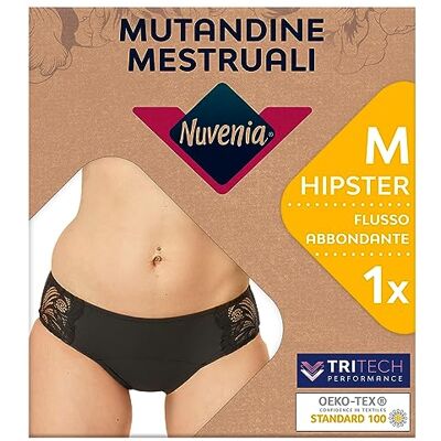 Nuvenia Intimawear, Mutandine Mestruali per Flusso Abbondante, Mutandine con Protezione Assorbente Integrata Lavabili per Giorno e Notte, Colore Nero, Taglia M Nuvenia Intimawear, Mutandine Mestruali per Flusso Abbondante, Mutandine con Protezione Assorbente Integrata Lavabili per Giorno e Notte, Colore Nero, Taglia M