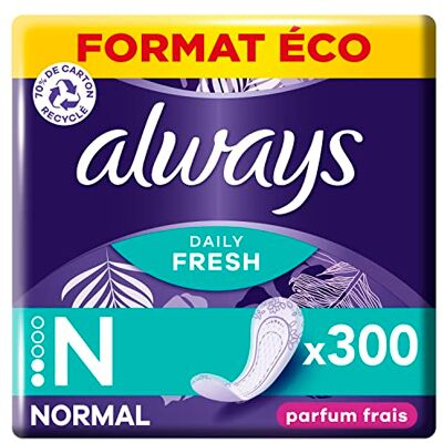 Always Daily Fresh Proteggi slip normale, 10 x 30 unità, con un profumo fresco, per non sentire nient'altro che freschezza e protezione Always Daily Fresh Proteggi slip normale, 10 x 30 unità, con un profumo fresco, per non sentire nient'altro che freschezza e protezione