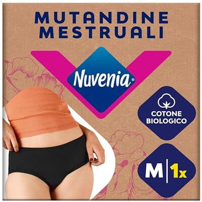 Nuvenia Mutandine Mestruali in cotone biologico, Lavabili e riutilizzabili per Giorno e Notte, Flusso Moderato-Abbondante, Colore Nero, Taglia M, 1 confezione, Comfort fit Nuvenia Mutandine Mestruali in cotone biologico, Lavabili e riutilizzabili per Giorno e Notte, Flusso Moderato-Abbondante, Colore Nero, Taglia M, 1 confezione, Comfort fit