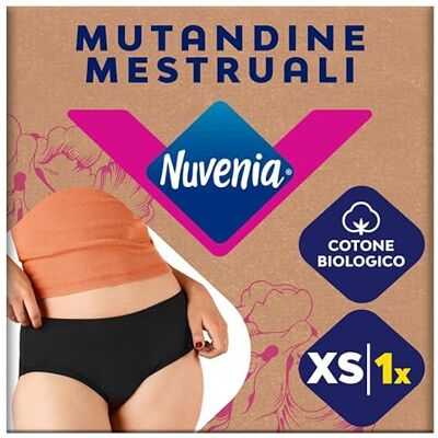 Nuvenia Mutandine Mestruali in cotone biologico, Lavabili e riutilizzabili per Giorno e Notte, Flusso Moderato-Abbondante, Colore Nero, Taglia XS, 1 confezione, Comfort fit Nuvenia Mutandine Mestruali in cotone biologico, Lavabili e riutilizzabili per Giorno e Notte, Flusso Moderato-Abbondante, Colore Nero, Taglia XS, 1 confezione, Comfort fit