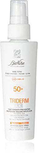 BioNike Triderm A.K. Trattamento Solare Preventivo SPF 50+ per Danno Attinico, Contrasta i Danni dei Raggi UVA e UVB, Azione Riparatrice e Antiossidante, Dona Forza e Protezione alla Pelle, 50 ml