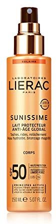 Lierac Sunissime Latte Solare Corpo SPF50+ Anti Età, Protezione UVB, UVA, Infrarossi, per Tutti i Tipi di Pelle, Formato da 150 ml