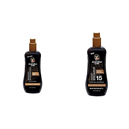 Australian Gold Olio Secco Intensificatore Solare 237 ml & Sunscreen Spf15 Spray Gel With Instant Bronzer 237 Ml