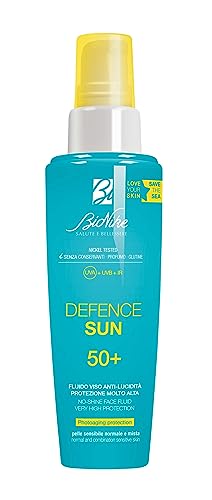 BioNike Defence Sun Fluido Solare Anti-Lucidità SPF 50+ per Pelli Sensibili e Intolleranti, Azione Protettiva, Antiossidante e Opacizzante, Rafforza e Ripara la Pelle, Waterproof, 50 ml