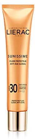 Lierac Sunissime Fluido Solare Viso SPF30 Anti Età, Protezione UVB, UVA, Infrarossi, per Tutti i Tipi di Pelle, Formato da 40 ml