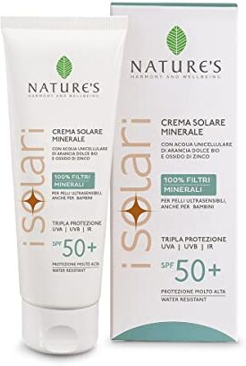 Nature's 'iSolari Crema Minerale Viso e Corpo, SPF Crema Protettiva Viso, Protezione solare, 100 ml (SPF50+)