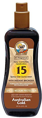 Australian Gold Sunscreen Spf15 Spray Gel With Instant Bronzer 237 Ml