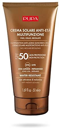 Pupa CREMA SOLARE MULTIFUNZIONE ANTIETA' VISO, COLLO, DECOLLETE SPF50-50ML.