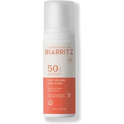 Laboratoires de Biarritz Latte solare LSF50 biologico certificato Viso e corpo Texture leggera e cremosa 100 ml Made in France Laboratoires de Biarritz Latte solare LSF50 biologico certificato Viso e corpo Texture leggera e cremosa 100 ml Made in France