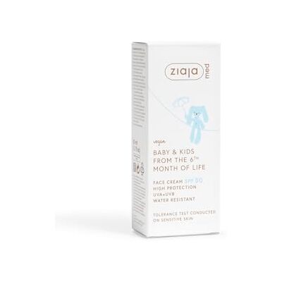Ziaja Baby & KIDS Crema Viso Bambino SPF50 Protezione solare Viso Bambini da 6 mesi Resistente all'acqua Con Karité, Vitamina E 50 ml Vegana di MED Ziaja Baby & KIDS Crema Viso Bambino SPF50 Protezione solare Viso Bambini da 6 mesi Resistente all'acqua Con Karité, Vitamina E 50 ml Vegana di MED