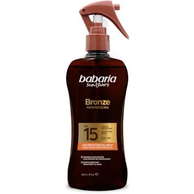 Babaria Olio Spray Solare Bronze Monoï di Tahiti SPF15 Acceleratore di Abbronzatura Profumo Tropicale Texture Leggera Resistente all'Acqua Coral Friendly Vegano 200 ml Babaria Olio Spray Solare Bronze Monoï di Tahiti SPF15 Acceleratore di Abbronzatura Profumo Tropicale Texture Leggera Resistente all'Acqua Coral Friendly Vegano 200 ml
