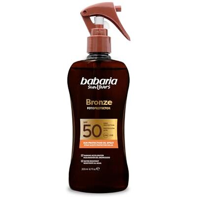 Babaria Olio Spray Solare Bronze al Cocco SPF50 Acceleratore di Abbronzatura Protezione Alta Texture Leggera Resistente all'Acqua Coral Friendly Vegano 200 ml Babaria Olio Spray Solare Bronze al Cocco SPF50 Acceleratore di Abbronzatura Protezione Alta Texture Leggera Resistente all'Acqua Coral Friendly Vegano 200 ml
