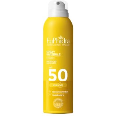 Euphidra , Spray Solare Invisibile SPF 50 Protezione Alta Corpo, Texture Idratante No Effetto Bianco, Con Vitamina E e Ginkgo Biloba, Antiossidante per Pelli Normali o Secche, Assorbimento Rapido Euphidra , Spray Solare Invisibile SPF 50 Protezione Alta Corpo, Texture Idratante No Effetto Bianco, Con Vitamina E e Ginkgo Biloba, Antiossidante per Pelli Normali o Secche, Assorbimento Rapido