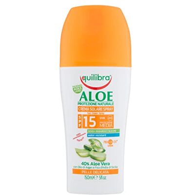 Equilibra Solari, Aloe Crema Solare Spray Spf 15, Crema con Aloe Vera, Latte di Mandorle, Olio di Carota e Vitamina E, Protegge dalle Scottature, per un'Abbronzatura Sana, Water Resistant, 150 ml Equilibra Solari, Aloe Crema Solare Spray Spf 15, Crema con Aloe Vera, Latte di Mandorle, Olio di Carota e Vitamina E, Protegge dalle Scottature, per un'Abbronzatura Sana, Water Resistant, 150 ml