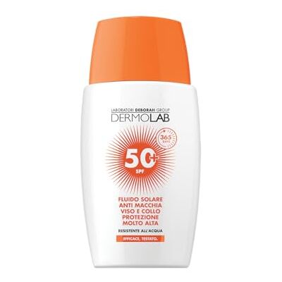 DERMOLAB Fluido Protezione Solare Viso e Collo SPF 50+ con Acido Ialuronico, Anti Macchia per Pelli Chiare e Delicate, Contrasta Invecchiamento Cutaneo e Raggi UVA, Resistente all'Acqua, 40ml DERMOLAB Fluido Protezione Solare Viso e Collo SPF 50+ con Acido Ialuronico, Anti Macchia per Pelli Chiare e Delicate, Contrasta Invecchiamento Cutaneo e Raggi UVA, Resistente all'Acqua, 40ml