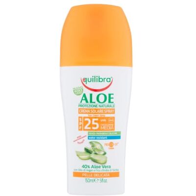 Equilibra Solari, Aloe Crema Solare Spray Spf 25, Crema con Aloe Vera, Latte di Mandorle, Olio di Carota e Vitamina E, Protegge dalle Scottature, per un'Abbronzatura Sana, Water Resistant, 150 ml Equilibra Solari, Aloe Crema Solare Spray Spf 25, Crema con Aloe Vera, Latte di Mandorle, Olio di Carota e Vitamina E, Protegge dalle Scottature, per un'Abbronzatura Sana, Water Resistant, 150 ml