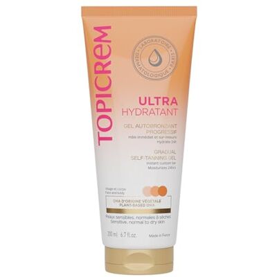 Topicrem Ultra idratante Gel autoabbronzante progressivo Idrata 24 ore, Nutre, Protegge Tonalità naturale Pelle sensibile, per adulti e adolescenti Produzione francese 200 ml Topicrem Ultra idratante Gel autoabbronzante progressivo Idrata 24 ore, Nutre, Protegge Tonalità naturale Pelle sensibile, per adulti e adolescenti Produzione francese 200 ml