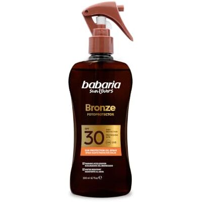 Babaria Olio Spray Solare Bronze al Cocco SPF30 Acceleratore di Abbronzatura Texture Leggera Non Grassa Resistente all'Acqua Coral Friendly Vegano 200 ml Babaria Olio Spray Solare Bronze al Cocco SPF30 Acceleratore di Abbronzatura Texture Leggera Non Grassa Resistente all'Acqua Coral Friendly Vegano 200 ml