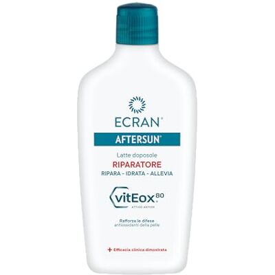 Ecran Aftersun Latte Idratante Riparatore, 400 ml, Formula Sollievo Immediato, Calma, Idrata e Ripara la Pelle dopo il Sole, Idratazione 24h che Previene la Desquamazione Ecran Aftersun Latte Idratante Riparatore, 400 ml, Formula Sollievo Immediato, Calma, Idrata e Ripara la Pelle dopo il Sole, Idratazione 24h che Previene la Desquamazione