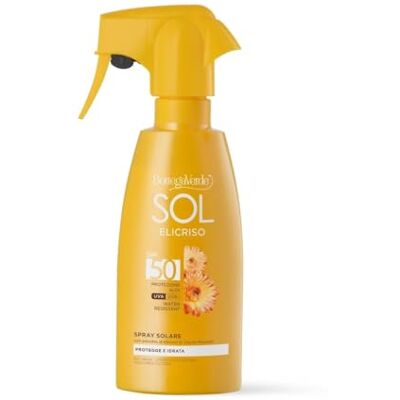 Bottega Verde Spray Solare SOL Elicriso SPF 50, 200 ml, Protezione Alta per Tutta la Famiglia, Antisabbia e Idratante, con Estratto di Elicriso, Texture Leggera, Water Resistant Bottega Verde Spray Solare SOL Elicriso SPF 50, 200 ml, Protezione Alta per Tutta la Famiglia, Antisabbia e Idratante, con Estratto di Elicriso, Texture Leggera, Water Resistant
