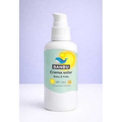 BANBU Crema solare per bambini e bambini, SPF 50+, protezione minerale con ossido di zinco non nano, formula naturale al 100% vegana, 100 ml BANBU Crema solare per bambini e bambini, SPF 50+, protezione minerale con ossido di zinco non nano, formula naturale al 100% vegana, 100 ml