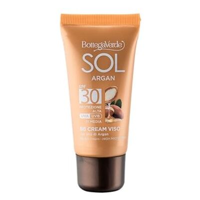 Bottega Verde SOL Argan, BB Cream Solare Viso, 25 ml, con SPF 30, Arricchita con Olio di Argan e Pigmenti Tonalizzanti, Uniforma ed Illumina l'Incarnato, per Tutti i Tipi di Pelle Bottega Verde SOL Argan, BB Cream Solare Viso, 25 ml, con SPF 30, Arricchita con Olio di Argan e Pigmenti Tonalizzanti, Uniforma ed Illumina l'Incarnato, per Tutti i Tipi di Pelle