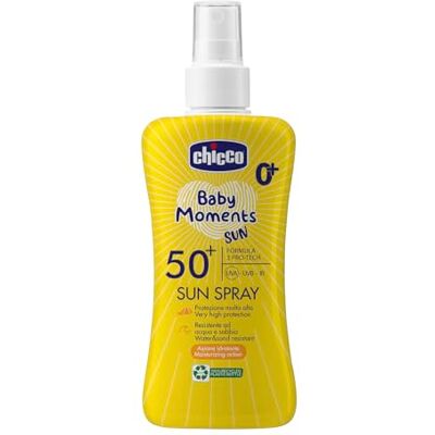 Chicco Latte Solare Baby SPF50+ 150ml, Protezione Advanced 3 PRO-TECH Resistente a Acqua e Sabbia, Senza Profumo e Alcool, Formula Eco-Friendly Reef Safe, Bottiglia in Plastica 100% Riciclata Chicco Latte Solare Baby SPF50+ 150ml, Protezione Advanced 3 PRO-TECH Resistente a Acqua e Sabbia, Senza Profumo e Alcool, Formula Eco-Friendly Reef Safe, Bottiglia in Plastica 100% Riciclata
