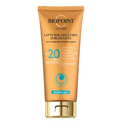 BIOPOINT Solaire Latte Solare Corpo Sublimante con Acceleratore di Abbronzatura, Azione Antiossidante e Idratante, Dona una Pelle Dorata e Luminosa, 200 ml BIOPOINT Solaire Latte Solare Corpo Sublimante con Acceleratore di Abbronzatura, Azione Antiossidante e Idratante, Dona una Pelle Dorata e Luminosa, 200 ml