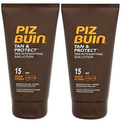 Piz Buin Tan Intensifier Duo SPF 15 Sun Lozione (Confezione da 2) 150 ML Ogni Piz Buin Tan Intensifier Duo SPF 15 Sun Lozione (Confezione da 2) 150 ML Ogni