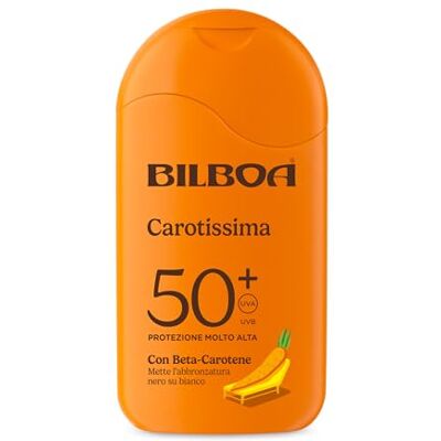 Bilboa , Carotissima Latte Solare SPF 50+, Abbronzante Corpo con Betacarotene, Protegge e Intensifica l’Abbronzatura, Adatto a Pelli Scure o Abbronzate, Resistente all’Acqua, 200 ml Bilboa , Carotissima Latte Solare SPF 50+, Abbronzante Corpo con Betacarotene, Protegge e Intensifica l’Abbronzatura, Adatto a Pelli Scure o Abbronzate, Resistente all’Acqua, 200 ml