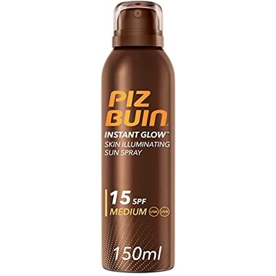Piz Buin , Spray Solare Illuminatore della Pelle, Instant Glow, 15 SPF, Protezione Solare Media, Assorbimento Rapido, Non Contiene Autoabbronzante, 150 ml Piz Buin , Spray Solare Illuminatore della Pelle, Instant Glow, 15 SPF, Protezione Solare Media, Assorbimento Rapido, Non Contiene Autoabbronzante, 150 ml